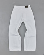 Pleated White Jeans in Opal White — back flatlay
