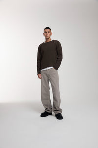 Thermal Trace Crewneck in Chocolate Brown worn by male model