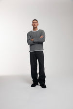 Thermal Trace Crewneck in Charcoal Grey worn by male model