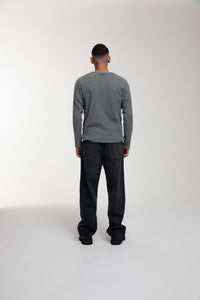 Thermal Trace Crewneck in Charcoal Grey worn by male model
