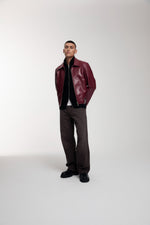 Trace Cut Denim Jeans in Chocolate Brown worn by male model