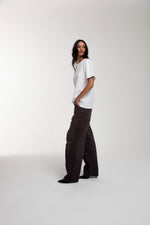 Trace T-Shirt in Optic White worn by female model
