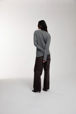 Thermal Trace Crewneck in Charcoal Grey worn by female model