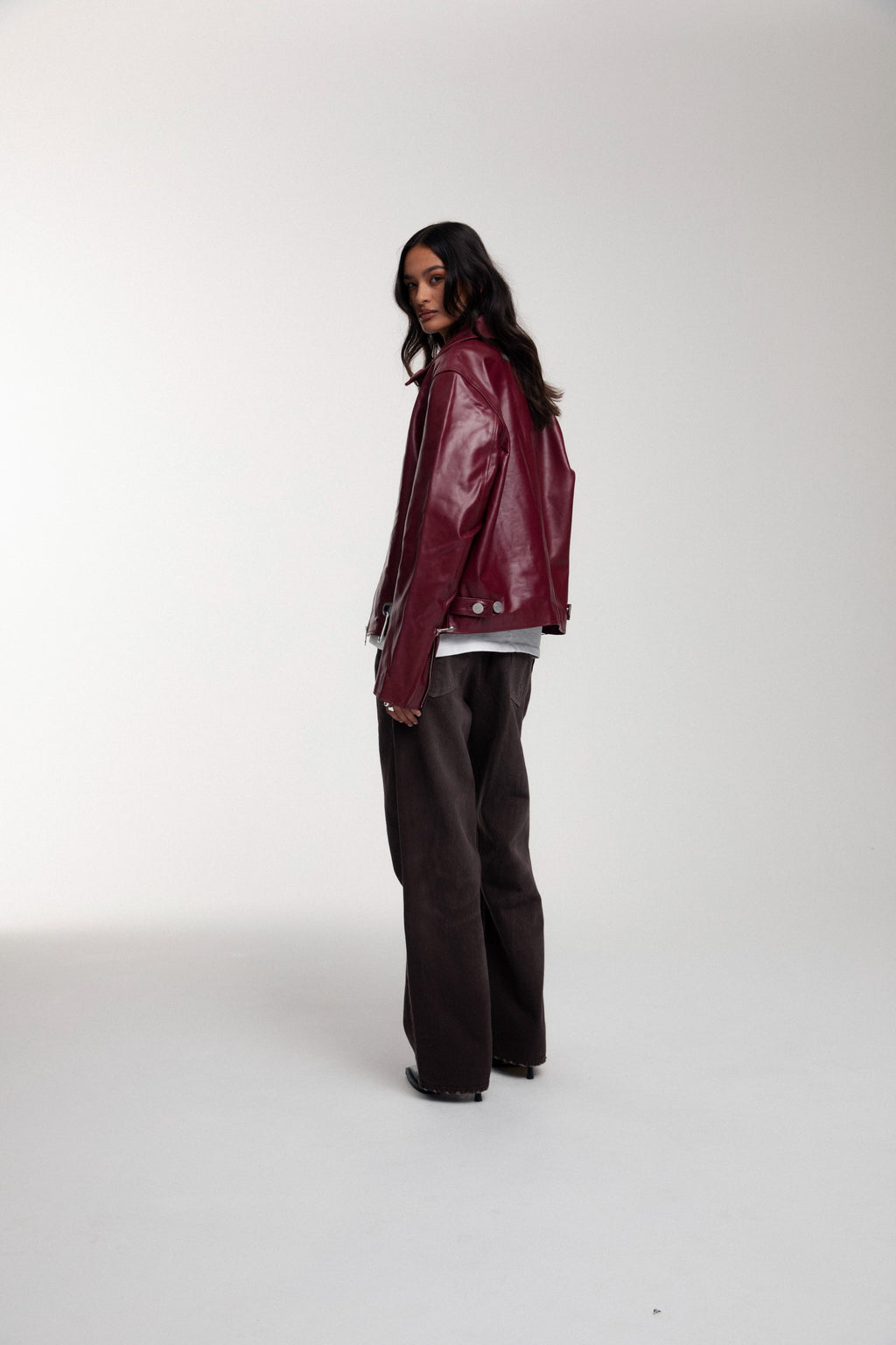 Boxy Hiker Leather Jacket - Oxblood