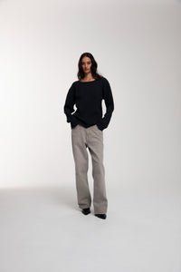 Thermal Trace Crewneck in Vintage Black worn by female model