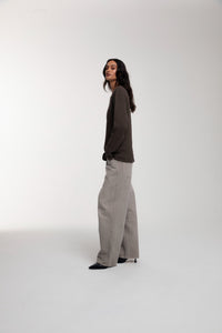 Thermal Trace Crewneck in Chocolate Brown worn by female model