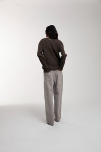 Thermal Trace Crewneck in Chocolate Brown worn by female model