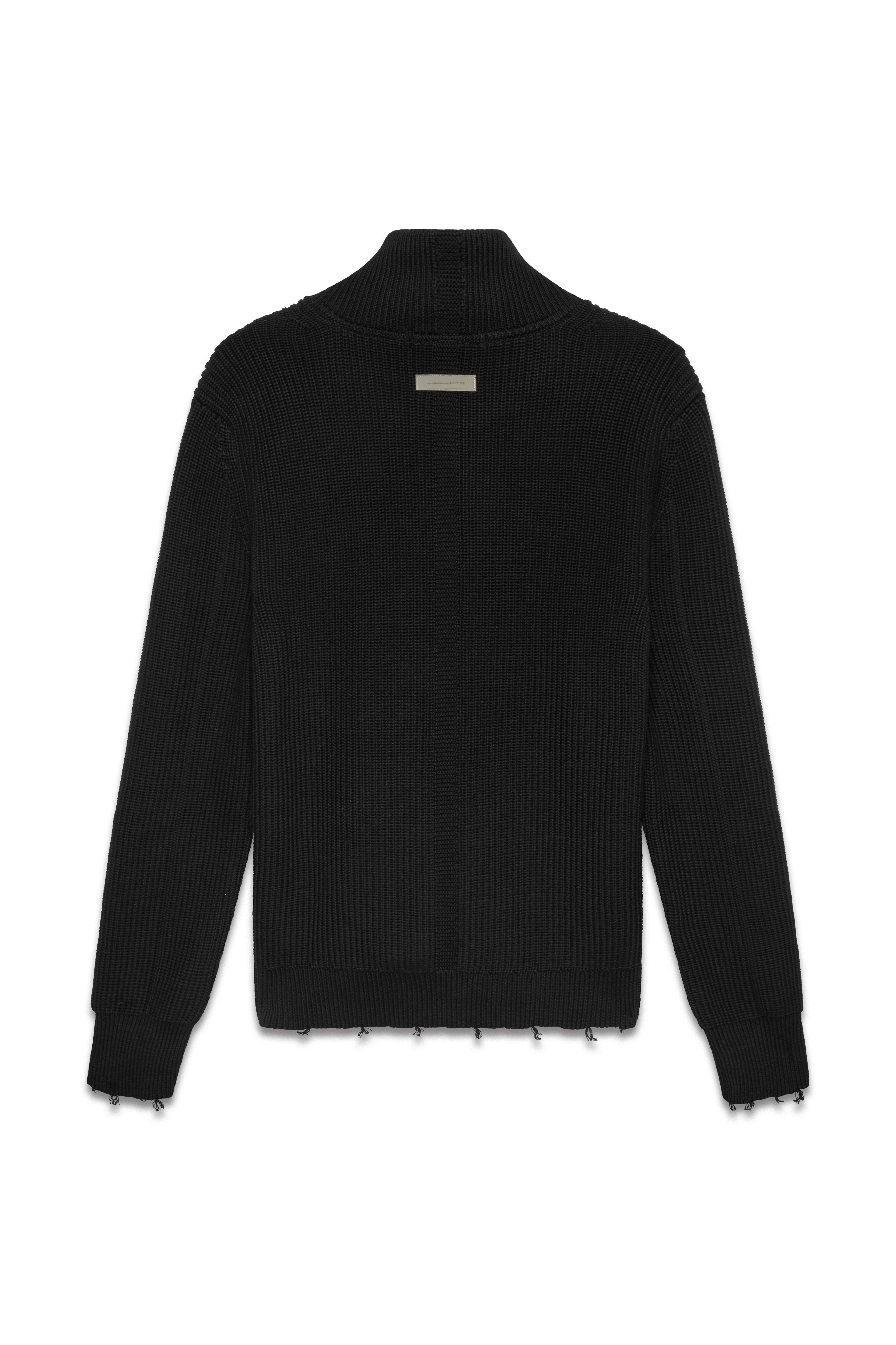 Engineered Zip Cardigan - Black