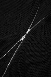 Engineered Zip Cardigan in Black — zipper detail