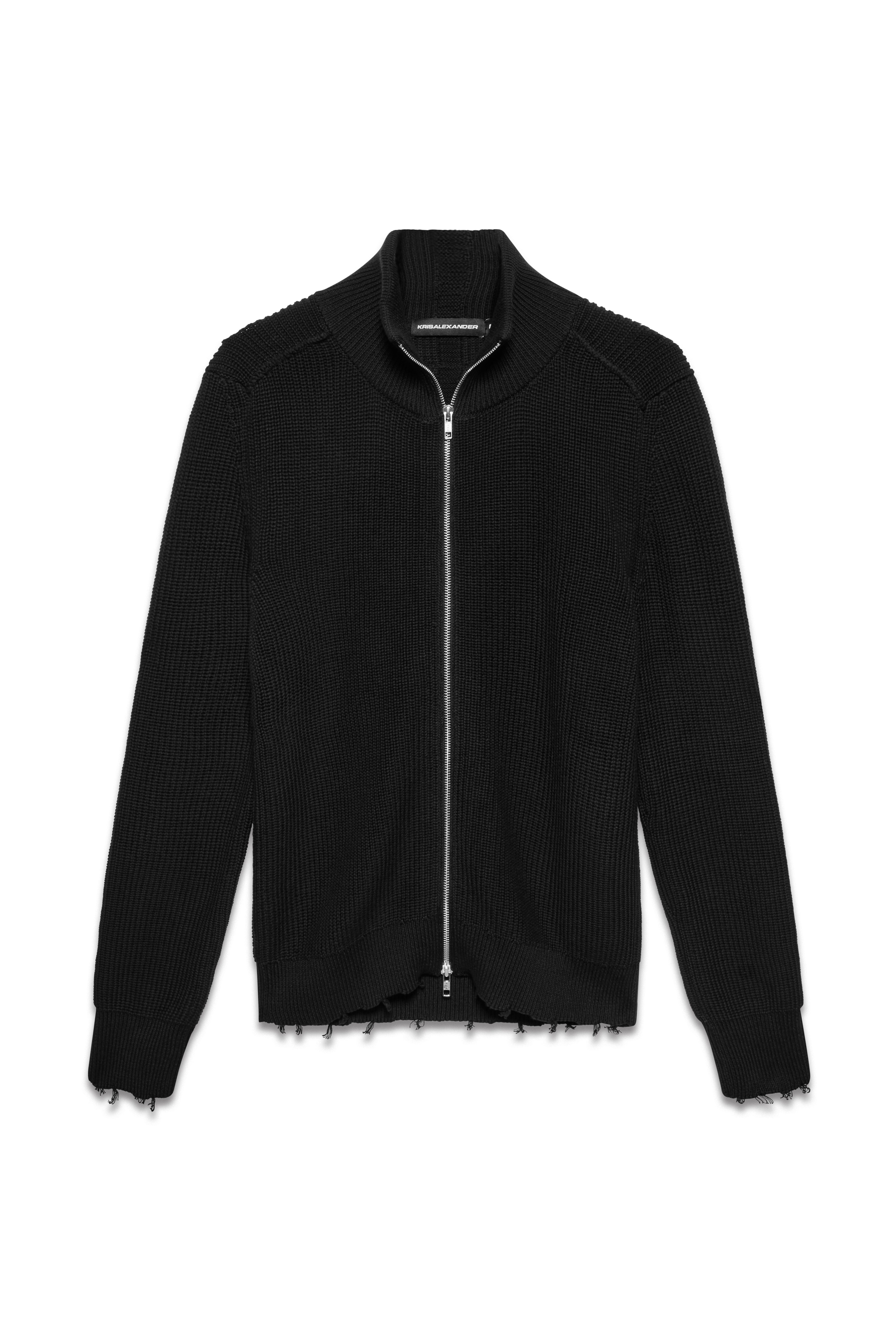 Engineered Zip Cardigan - Black – krisalexander™