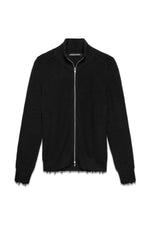 Engineered Zip Cardigan in Black — front, krisalexander™