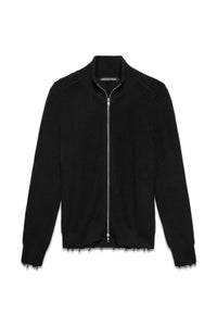 Engineered Zip Cardigan in Black — front, krisalexander™
