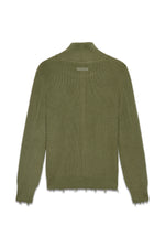 Engineered Zip Cardigan in Dusty Olive — back