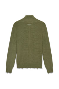 Engineered Zip Cardigan in Dusty Olive — back