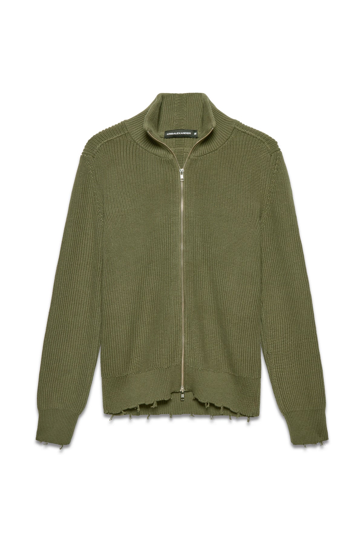 Engineered Zip Cardigan - Dusty Olive