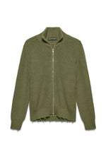 Engineered Zip Cardigan in Dusty Olive — front, krisalexander™