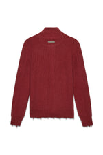 Engineered Zip Cardigan in Oxblood — back