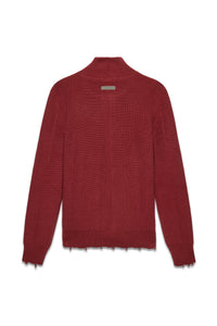 Engineered Zip Cardigan in Oxblood — back
