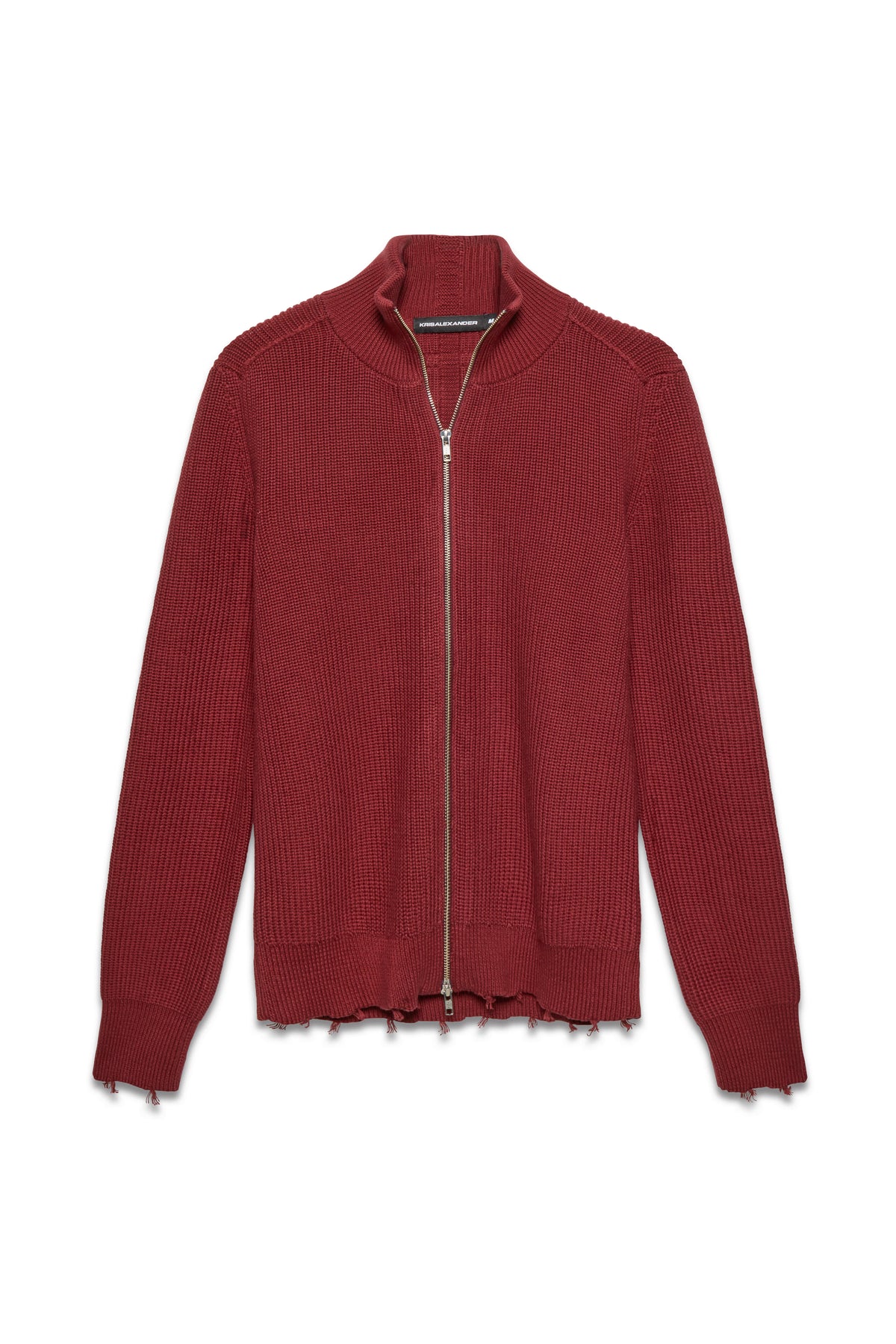Engineered Zip Cardigan - Oxblood