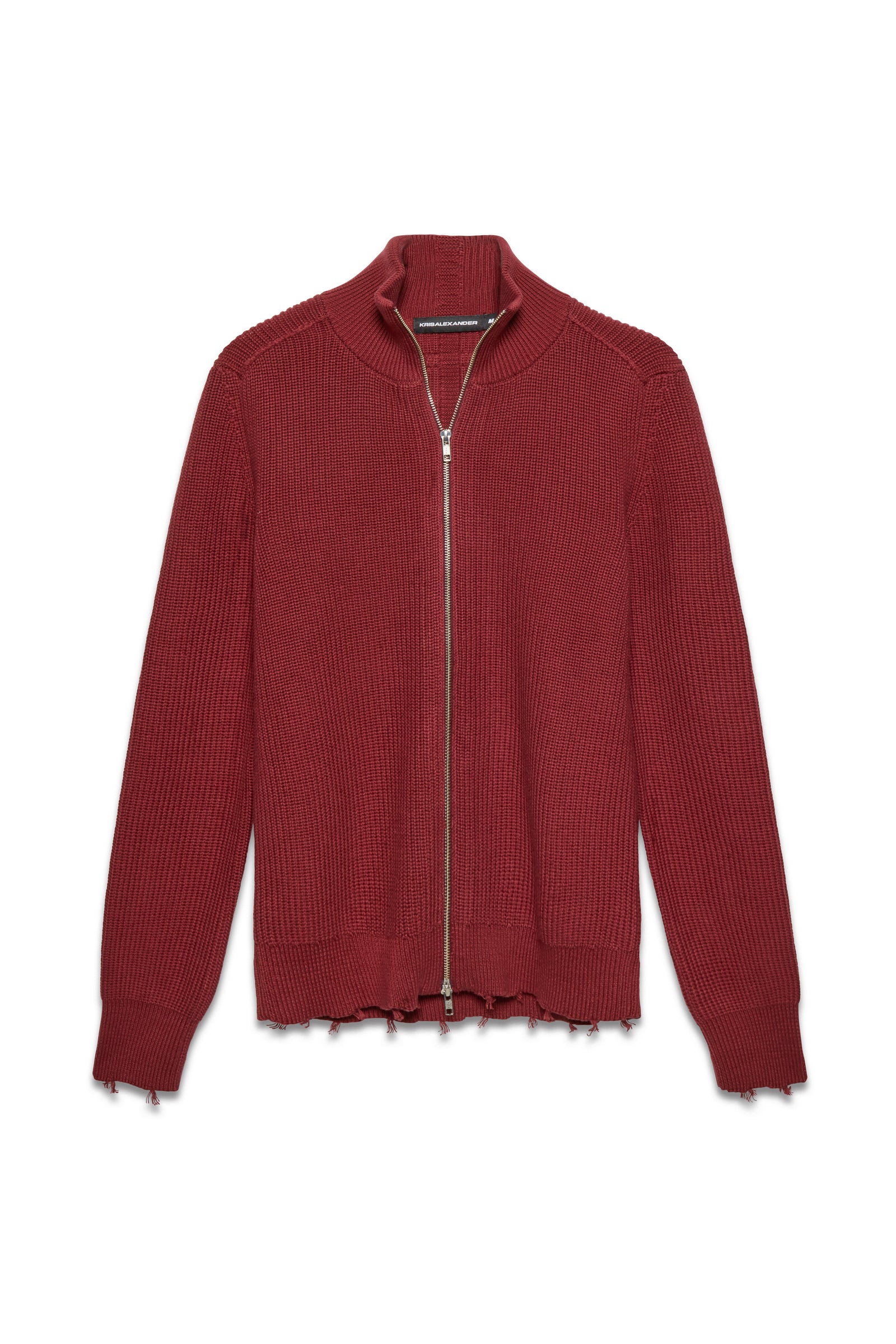 Engineered Zip Cardigan - Oxblood