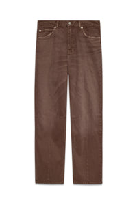 Trace Cut Denim Jeans in Chocolate Brown — front, krisalexander™