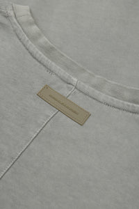 Trace T-Shirt in Foghorn — rubber logo patch detail