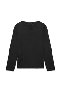Thermal Trace Crewneck in Vintage Black waffle jersey — front, krisalexander™
