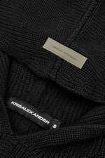 Frame Knitted Hoodie in Black — knit detail
