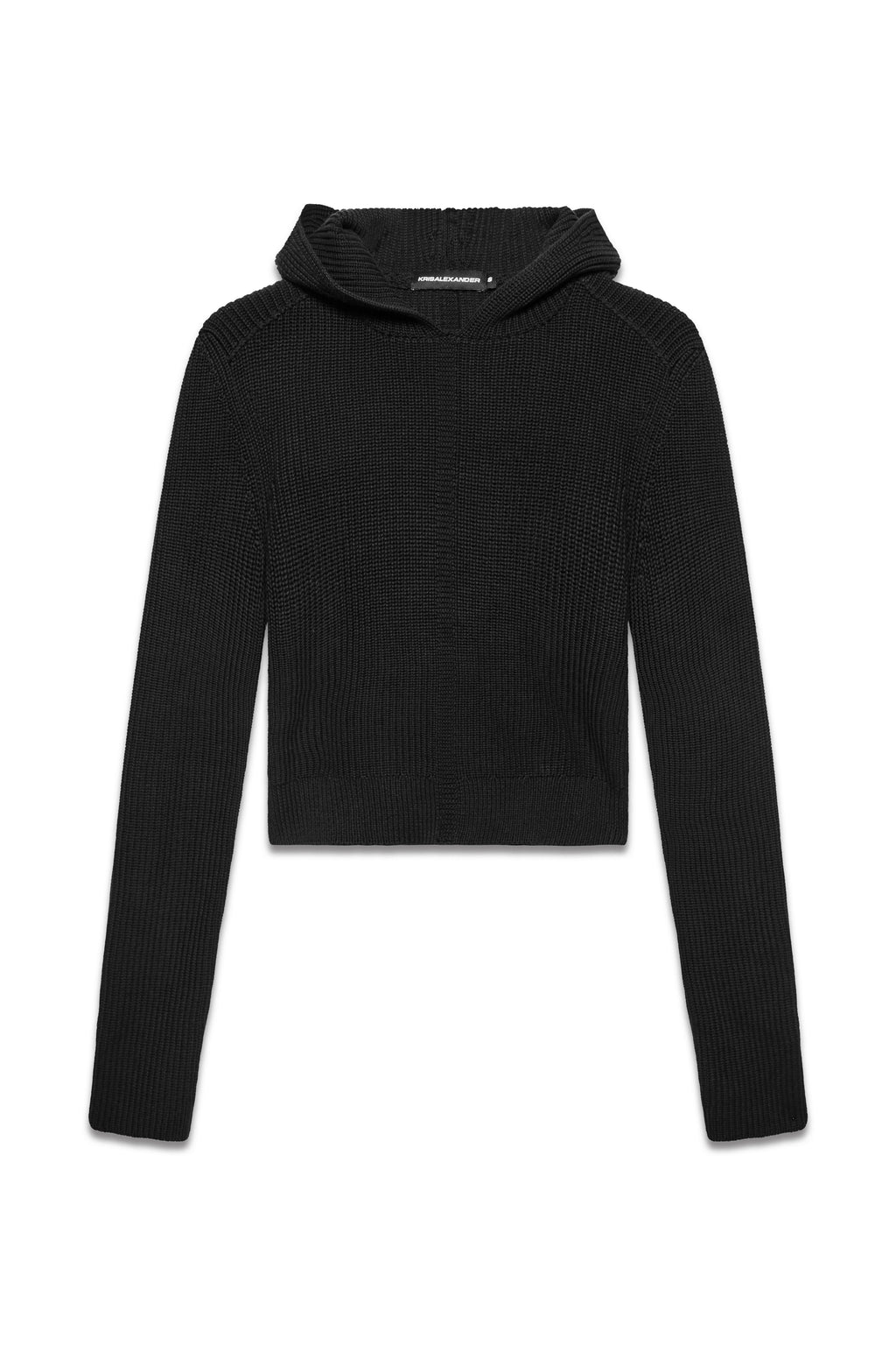 Frame Knitted Hoodie - Black