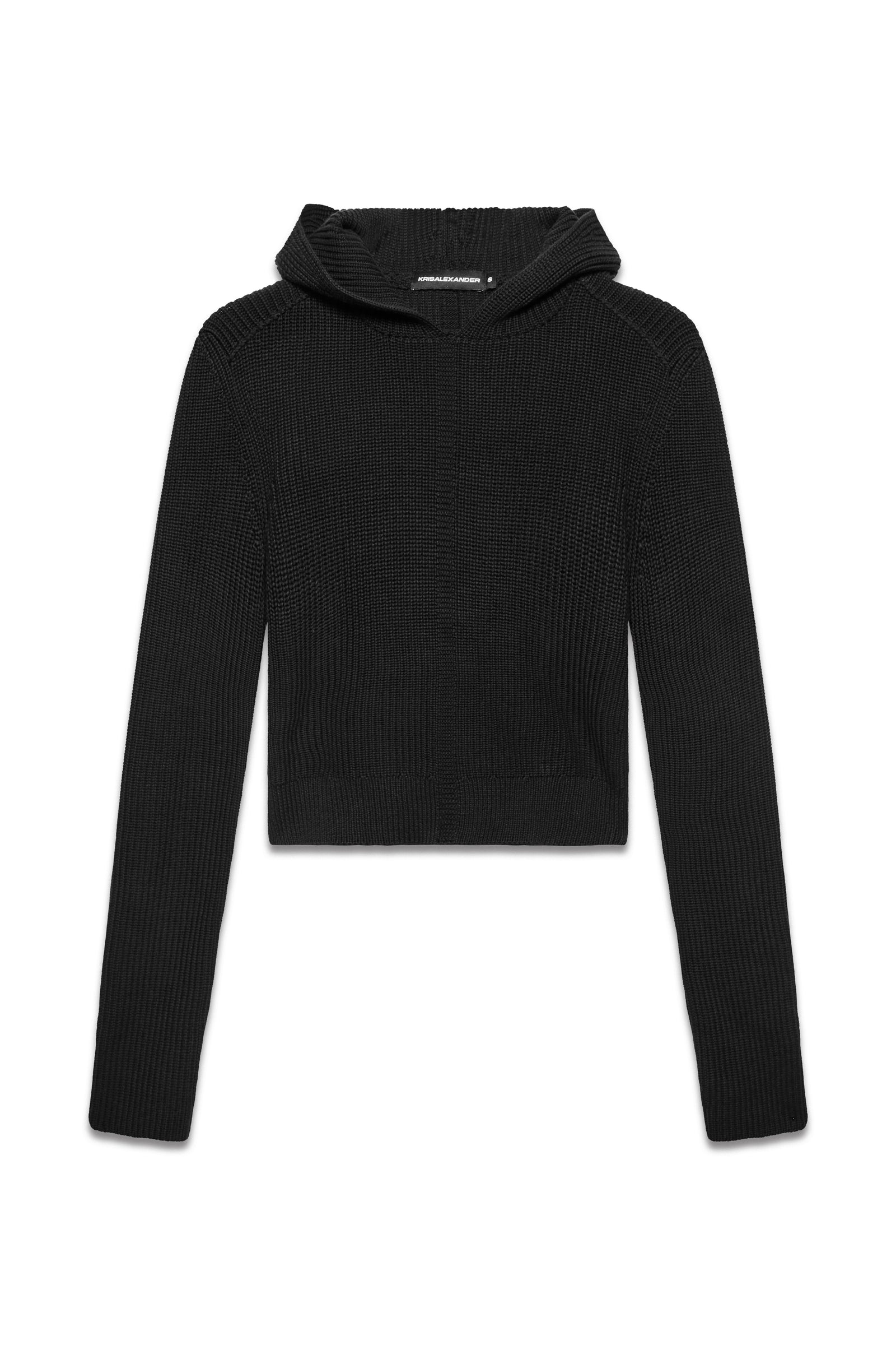 Frame Knitted Hoodie - Black