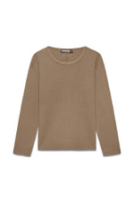 Thermal Trace Crewneck in Chocolate Brown waffle jersey — front, krisalexander™