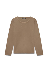 Thermal Trace Crewneck in Chocolate Brown waffle jersey — front, krisalexander™