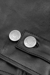Boxy Hiker Leather Jacket in black — carabiner detail