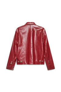 Boxy Hiker Leather Jacket in oxblood — back