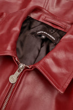 Boxy Hiker Leather Jacket in oxblood — detail
