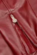 Boxy Hiker Leather Jacket in oxblood — carabiner detail