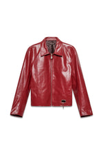 Boxy Hiker Leather Jacket in oxblood premium cowhide — front, krisalexander™