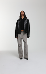 Boxy Hiker Leather Jacket in black — additional product image