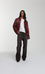 Boxy Hiker Leather Jacket in oxblood — additional product image